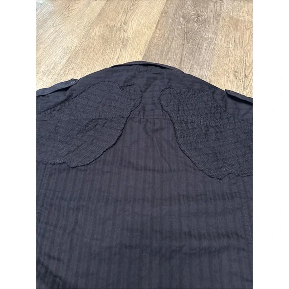 Mark Ecko New York size XL cotton button-down black Shirt Cross Wings Y2K - Picture 6 of 8